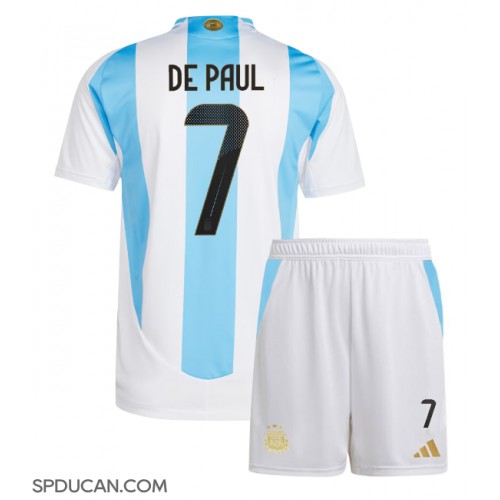 Dječji Nogometni Dres Argentina Rodrigo De Paul #7 Domaci Copa America 2024 Kratak Rukav (+ Kratke hlače)